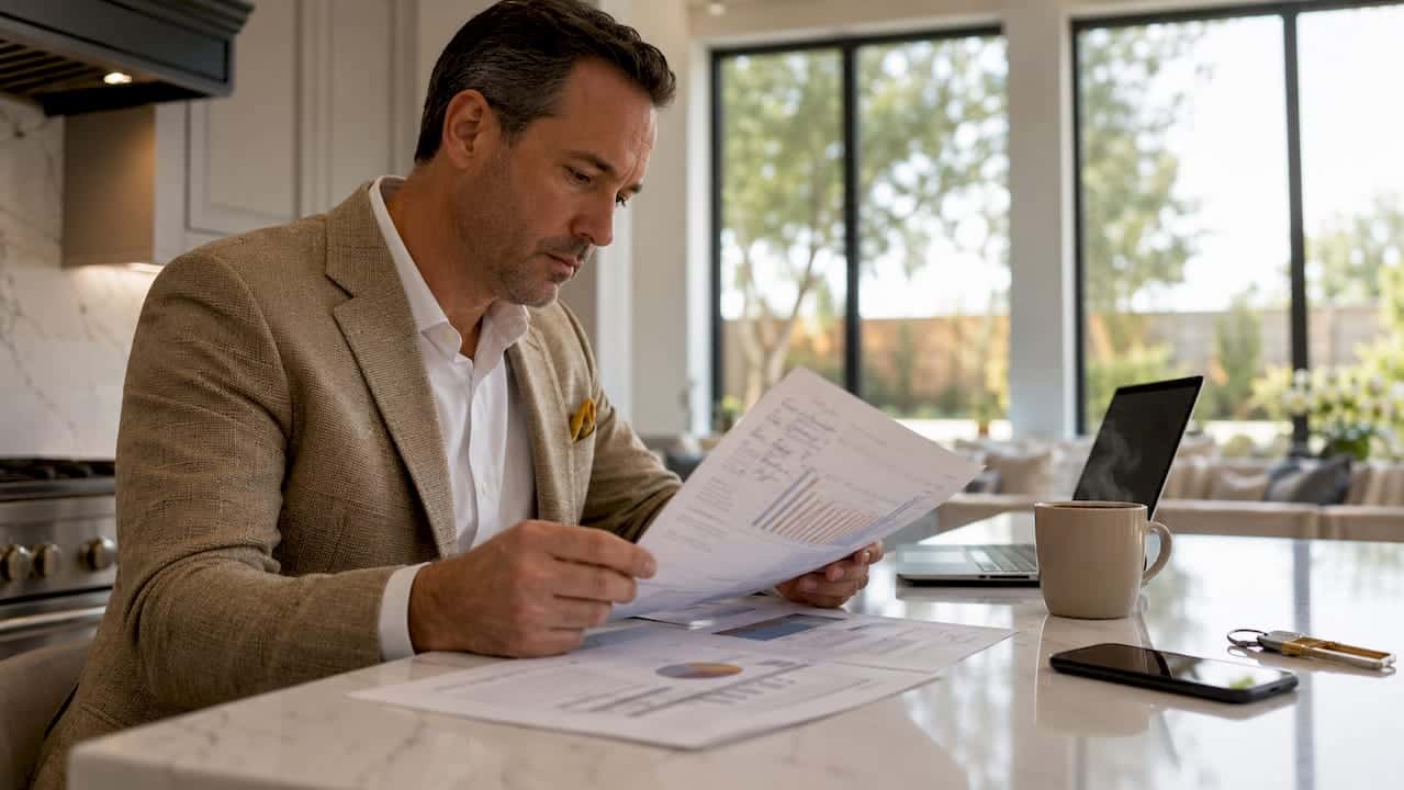 Man reviewing Windsong Ranch home value reports