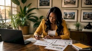 Real estate agent reviewing Frisco market reports