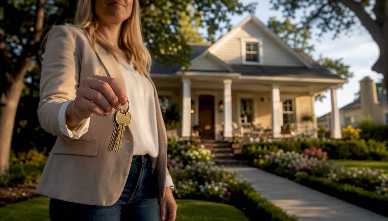 Home keys in front of a North Dallas house