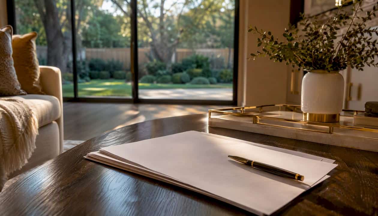Disclosure documents on home office desk